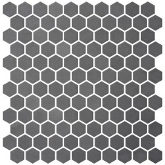 Emaux de verre hexagonal gris mat D:3.175cm sur plaque de 30.1x29cm onxstoneglass grey
