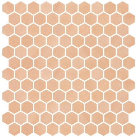 Emaux de verre hexagonal jaune mat D:3.175cm sur plaque de 30.1x29cm sol et mur onxstoneglass ochre