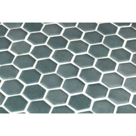 Emaux de verre hexagonal vert mat sur plaque de 30.1x29cm sol et mur onxstoneglass green