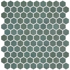 Emaux de verre hexagonal vert mat D:3.175cm sur plaque de 30.1x29cm sol et mur onxstoneglass green
