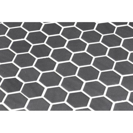 Emaux de verre hexagonal gris fonce mat sur plaque de 30.1x29cm mur onxnatureglass dark grey