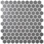 Emaux de verre hexagonal gris fonce mat D:3.175cm sur plaque de 30.1x29cm mur onxnatureglass dark grey