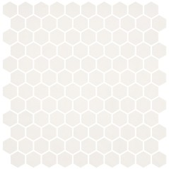 Emaux de verre hexagonal blanc mat D:3.175cm sur plaque de 30.1x29cm sol et mur onxnatureglass white