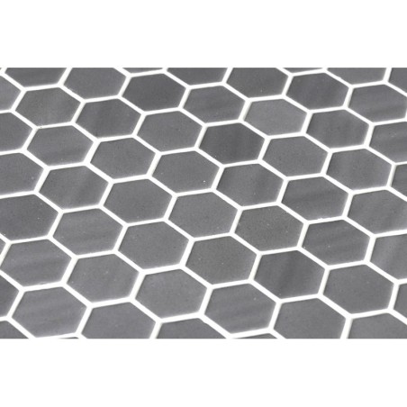 Emaux de verre hexagonal gris mat sur plaque de 30.1x29cm sol et mur onxnatureglass grey