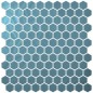 Emaux de verre hexagonal turquoise mat D:3.175cm sur plaque de 30.1x29cm sol et mur onxnatureglass turquese