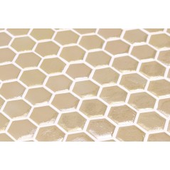 Emaux de verre hexagonal or doré mat sur plaque de 30.1x29cm sol et mur onxnatureglass new golden