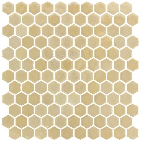 Emaux de verre hexagonal or doré mat sur plaque de 30.1x29cm sol et mur onxnatureglass new golden