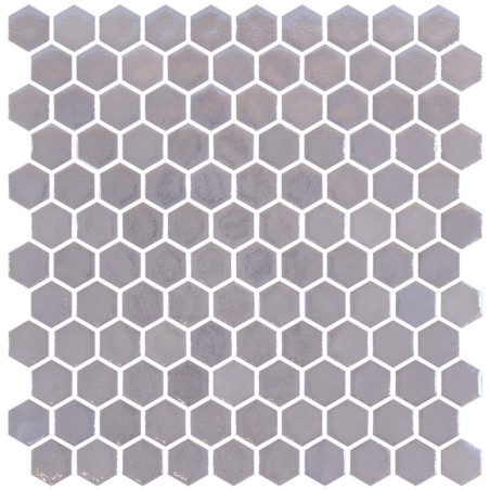 Emaux de verre hexagonal argent sur plaque de 30.1x29cm sol et mur onxnatureglass new argent