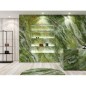 Carrelage imitation marbre vert poli brillant, faible épaisseur 6mm, 75x75cm et 75x150cm sol et mur ariosbrillant green