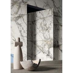 Carrelage imitation marbre gris poli brillant, faible épaisseur 6mm, 75x75cm et 75x150cm sol et mur ariosimperial grigio