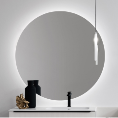 Miroir salle de bain suspendu, rond avec éclairage épaisseur 2.2cm diametre 60cm, 70cm, 85cm, 95cm comsfera