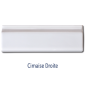 Cimaise blanc brillant droite 5x15cm, angle cimaise dte 5x5cm, cimaise moulurée 5x15cm, plinthe lilloise 15x15cm Dif