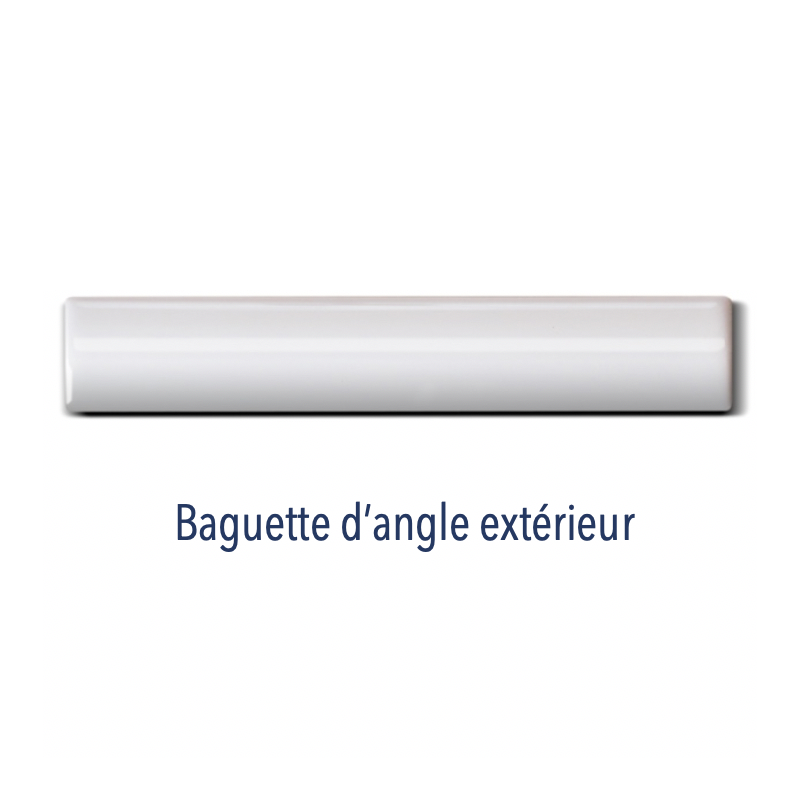 Baguette d'angle exterieur 2.5x15cm, gorge interieur 2.5x15cm, angle exterieur et interieur de plinthe D blanc craquelé brillant