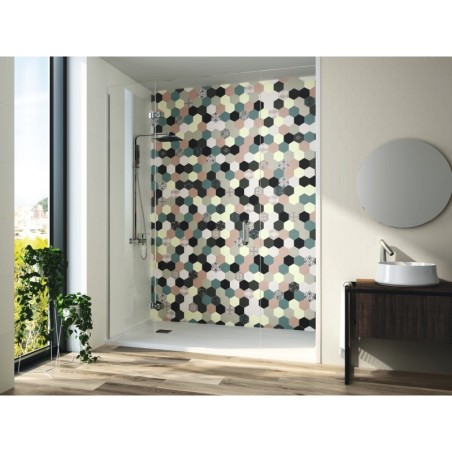 Carrelage hexagonal décor patchwork tomette 10x11cm antirépant R10 sol et mur apemontmartre mix