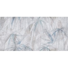 Papier peint vinyle pour mur de salle de bain FROSTY_INKAKDW1901 feuille gris et bleu