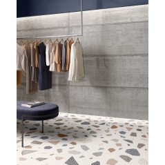 Carrelage imitation béton brut mat gris foncé salle de bain, rectifié,  Santaform gris