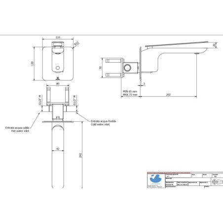 mitigeur lavabo encastré rond design KH k2206 chromé K2206R