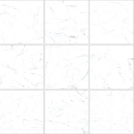 Carrelage imitation marbre blanc carrare satiné, chambre, rectifié 64.5x64.5cm D
