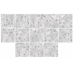 Carrelage imitation terrazzo mat multicolore sur fond gris rectifié 64.5x64.5cm D lunar gris.