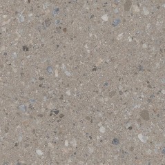 Carrelage imitation terrazzo teinté dans la masse, sur fond taupe rectifié 59.3x59.3, 80x80, 120x120cm Vjanty nuez