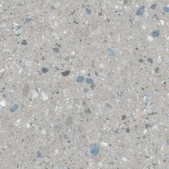 Carrelage imitation terrazzo teinté dans la masse, sur fond gris clair rectifié 59.3x59.3, 80x80, 120x120cm Vjanty ceniza