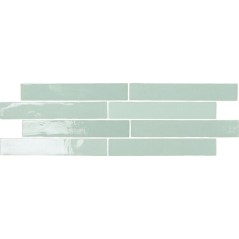 Carrelage effet zellige vert d'eau brillant légèrement nuancé 13x13, 6.5x13 et 6.5x39.6cm, apefado aqua