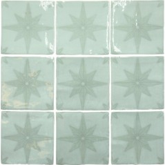 Carrelage effet zellige décor vert d'eau brillant légèrement nuancé 13x13cm, apeamalia, apecarmo, apemariza acqua