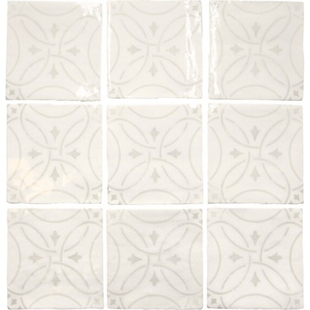 Carrelage effet zellige décor blanc brillant légèrement nuancé 13x13cm, apegamalia, apecarmo, apemariza white