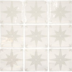 Carrelage effet zellige décor blanc brillant légèrement nuancé 13x13cm, apeamalia, apecarmo, apemariza white