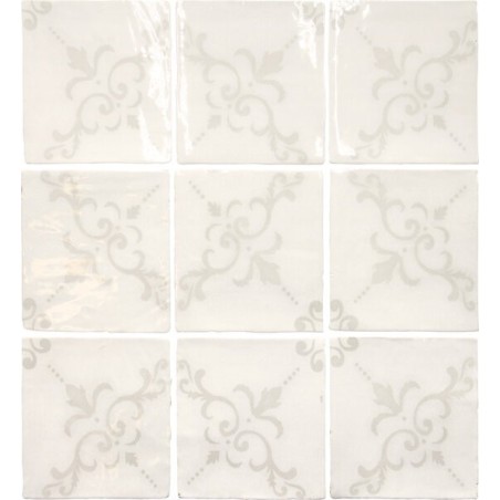 Carrelage effet zellige décor blanc brillant légèrement nuancé 13x13cm, apegmoura, apepontes, apetavares white