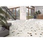 Carrelage imitation terrazzo et granito fond blanc poli brillant coloré 79.3x79.3cm rectifié,  arcanstracciatella nacar