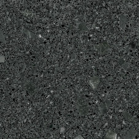 Carrelage imitation terrazzo noir mat, 120x120cm et 60x60cm rectifié, arcamiscella grafito antidérapant R10