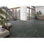 Carrelage imitation terrazzo noir mat, 120x120cm et 60x60cm rectifié, arcanmiscella grafito antidérapant R10