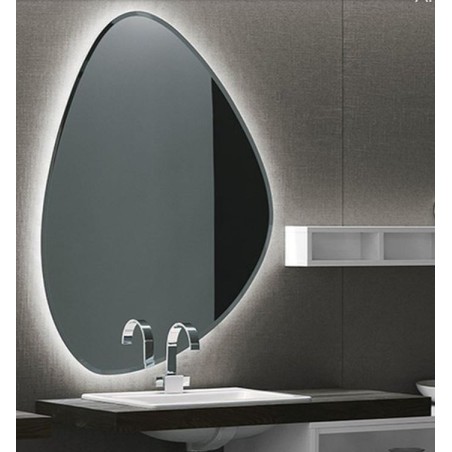 Miroir salle de bain, contemporain, ovale, avec éclairage, sans interupteur, 80x111.8x2.6cm, comp rock4