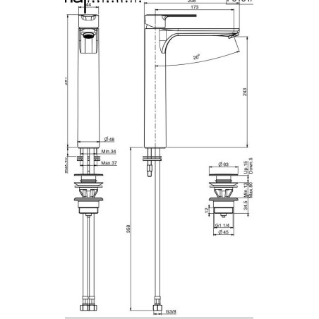 mitigeur lavabo mast réhaussé F3131LCR