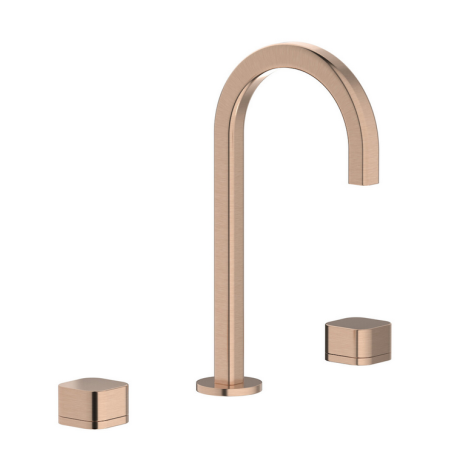 Mitigeur lavabo, 3 trous, avec bec 90°, et levier lisse: chromé, noir mat, or, or rose, nickel brossé contemporain EO392_3