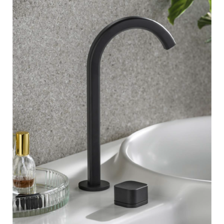 Mitigeur lavabo, 2 trous, avec bec 60°, et levier lisse: chromé, noir mat, or, or rose, nickel brossé EO394_1