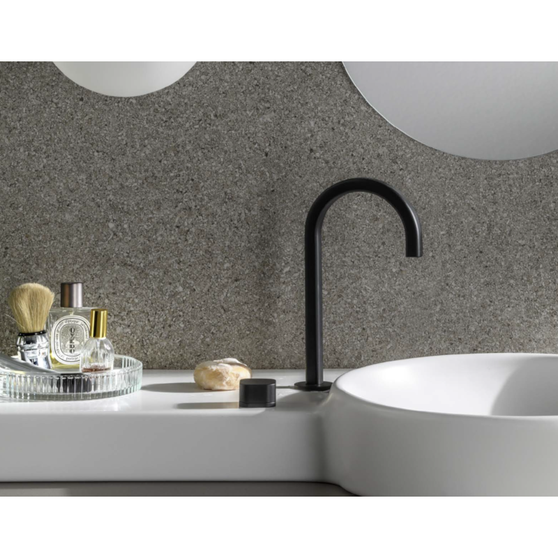 Mitigeur lavabo, 2 trous, avec bec 90°, et levier lisse: chromé, noir mat, or, or rose, nickel brossé EO394_3