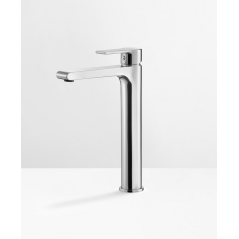 Mitigeur lavabo contemporain haut en laiton avec bonde à poser: chromé ou noir mat WN202