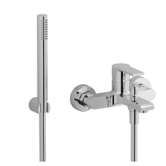 Mitigeur bain douche à fixer au mur avec flexible et douchette: chromé ou noir mat WN250CC
