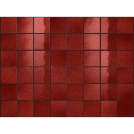 Carrelage effet zellige rouge brillant nuancé,  grès cérame piscine, salle de bain, 10x10cm, 5x5cm voriflessi rubino