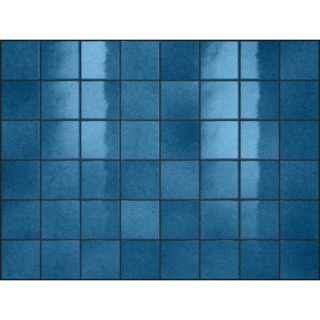 Carrelage effet zellige bleu brillant nuancé,  grès cérame piscine, salle de bain, 10x10cm, 5x5cm vox riflessi saphir