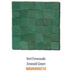 Mosaique zellige véritable salle de bain crédence cuisine D 5x5cm vert emeraude sur trame 30x30cm