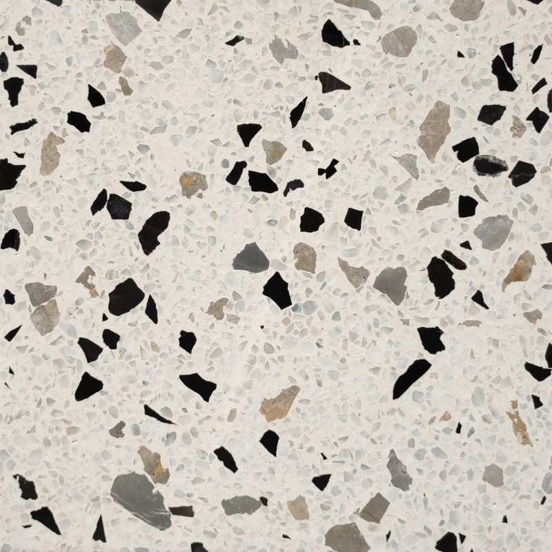 Carrelage ciment terrazzo véritable granito grand format brillant ou mat CARPPG33 60x60x2cm fond blanc