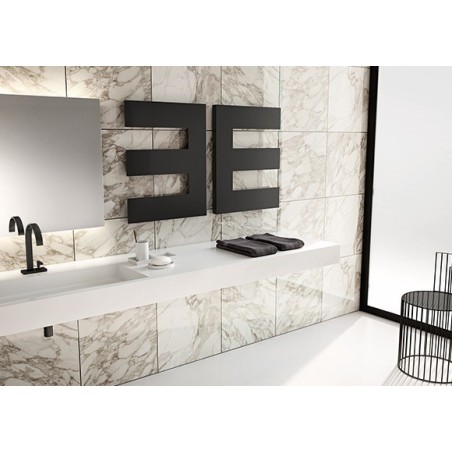 sèche-serviette radiateur électrique design moderne, salle de bain Antxpetine gauche blanc mat 68.5x55cm