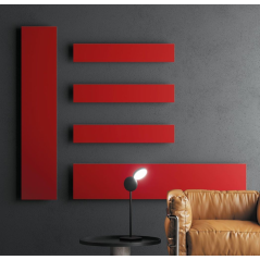 Radiateur électrique rectangulaire rouge, noir, blanc mat et blanc brillant vertical + porte-serviette Antavola 121x35cm