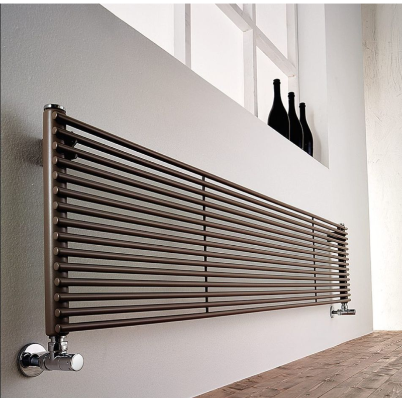 Radiateur eau chaude design horizontal moderne brun, noir, rouge, bleu,  blanc mat 58.4x140cm antAO13S