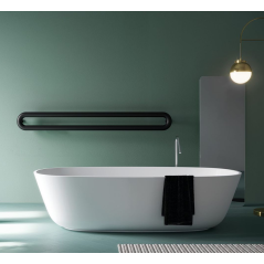 Sèche-serviette radiateur eau chaude design Antxtubone O horizontal noir ou blanc à fixer au mur 170x21cm