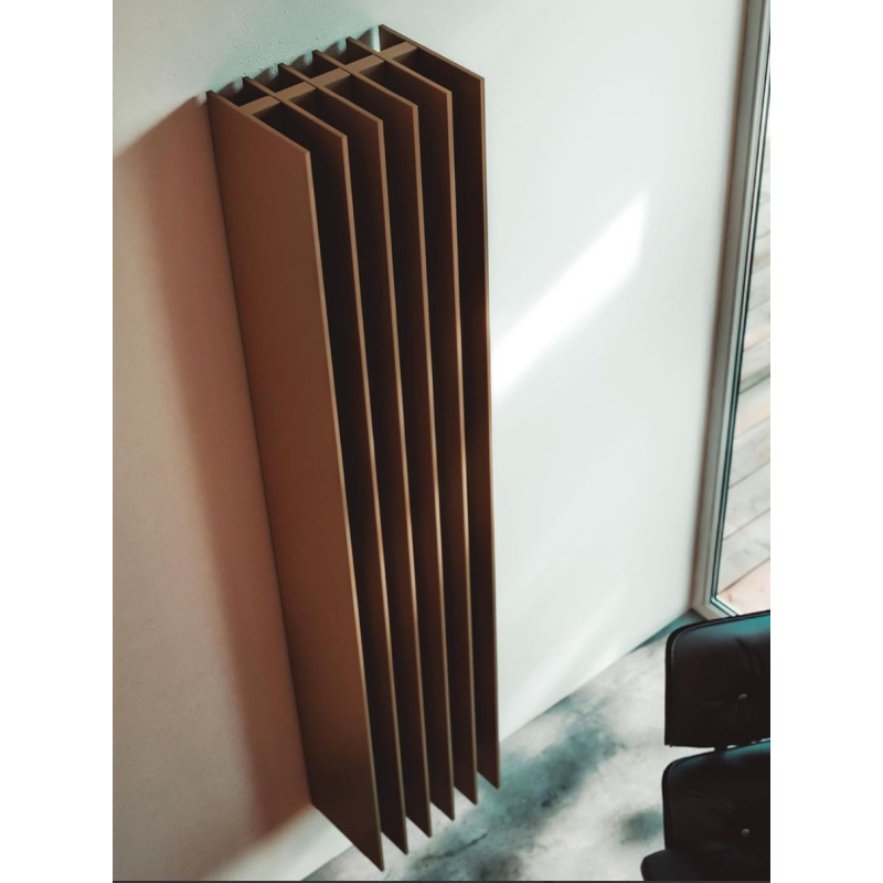 Radiateur eau chaude vertical contemporain moderne brun, noir, blanc mat 150x36cm antxTTO