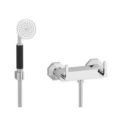 Mitigeur de douche art-déco externe avec flexible et douchette: chromé, or, or rose, or pâle, platine BL350